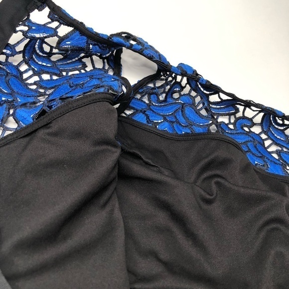 RARE Self-Portrait Cobalt Blue Floral Embroidered Lace Cocktail Mini Dress - Picture 15 of 16